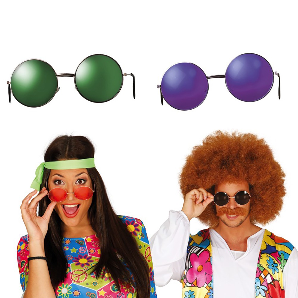 Gafas Hippies Redondas de Colores para Disfraces