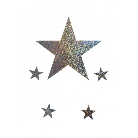5 HANGING STARS SILVER PAPER