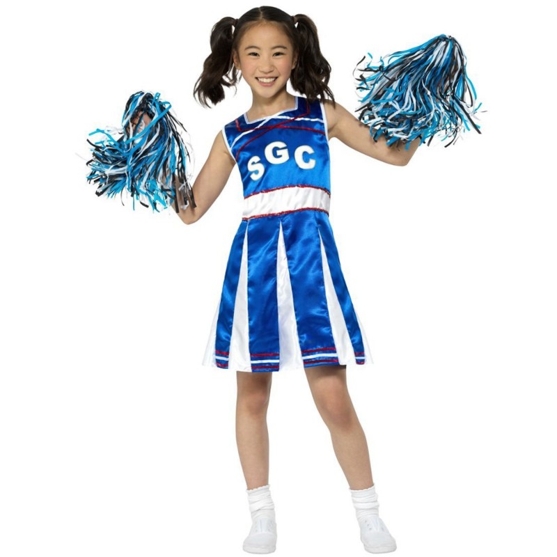 Disfraz de animadora azul para niña (4-6) |