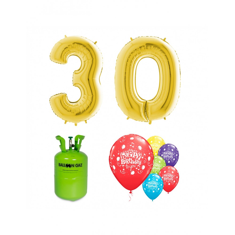 Pack globos 30 cumpleaños oro