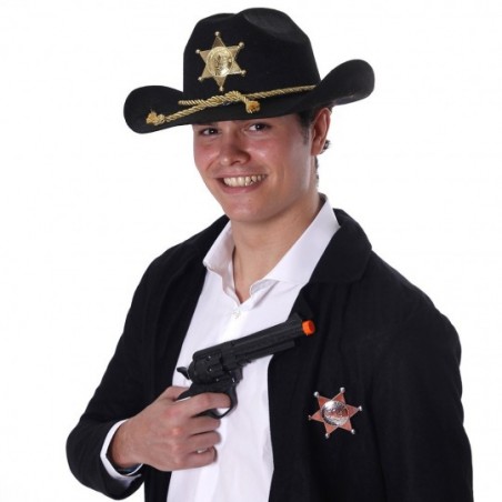 Sombrero Sheriff Vaquero Negro Infantil✔️ por sólo 7,16 €. Envío en 24h.  Tienda Online. . ✓. Artículos de decoración  para Fiestas.