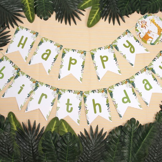 BANNER HAPPY BIRTHDAY PARTY JUNGLE