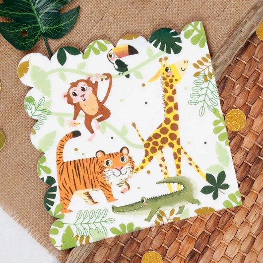 20 TOVALLONS PARTY JUNGLE 33X33CM