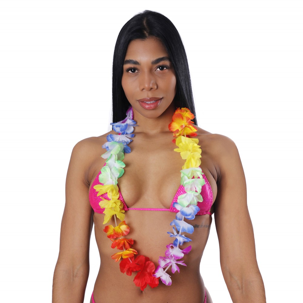 Collar Hawaiano Multicolor con Flores Grandes