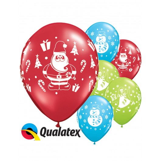 6x Latexluftballons Weihnachtsmotive verschieden 27 cm