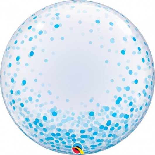 Bubble-Ballon Konfetti blau 60 cm