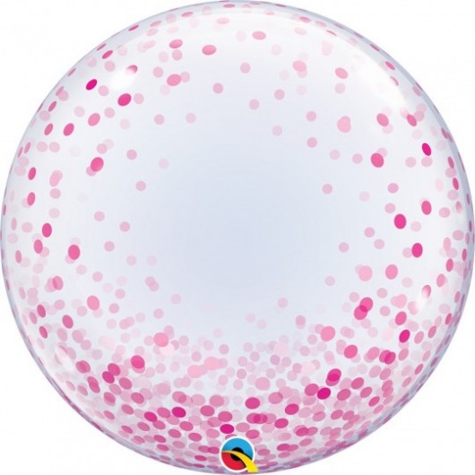Bubble-Ballon Konfetti rosa 60 cm