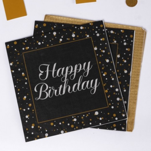 20x Serviette Happy Birthday Party-Sparkler gold 33 x 33 cm