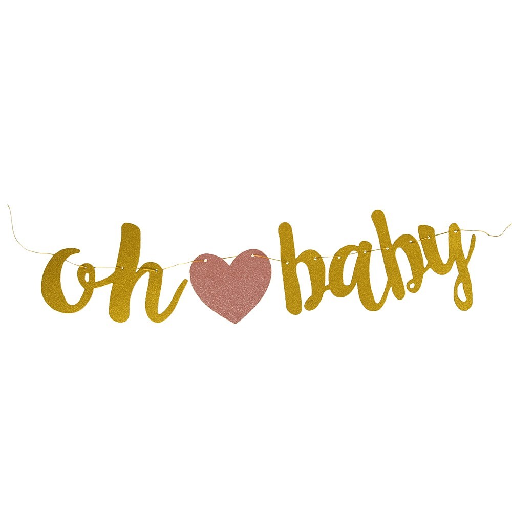 Banner ''Oh Baby'' mit Herz und personaliserbarer Farbe 2,5 m