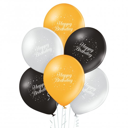 6x Ballon metallic Happy Birthday Party-Sparkler gold 30 cm
