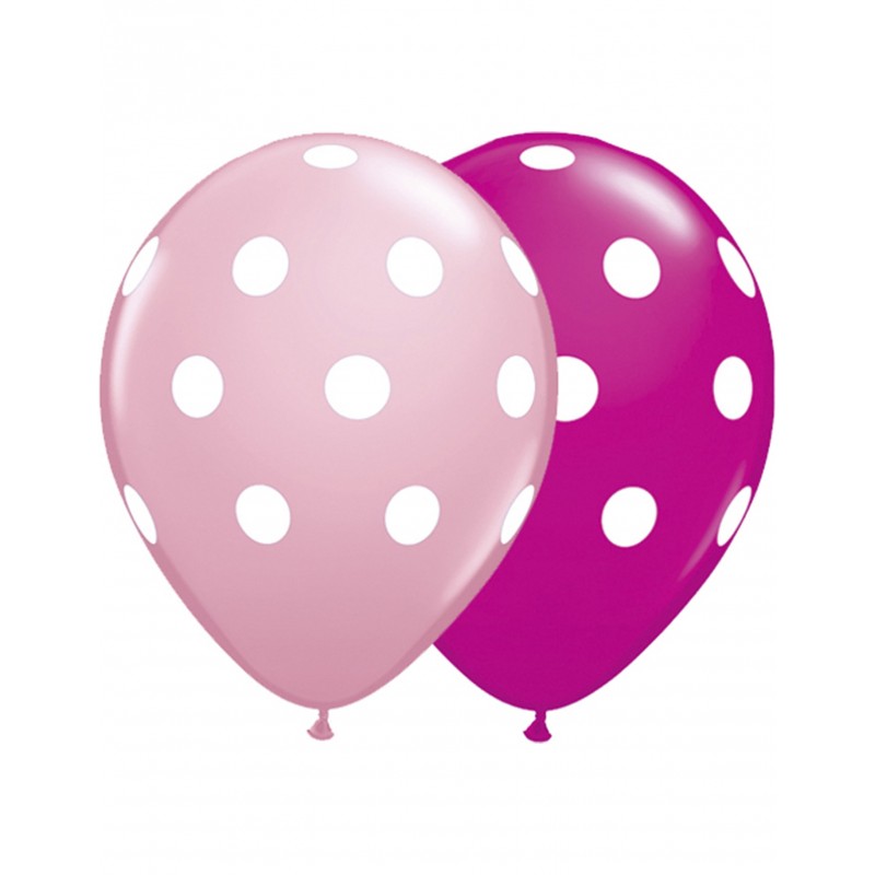 25x Latexballon pink und rosa mit Punkten 28 cm