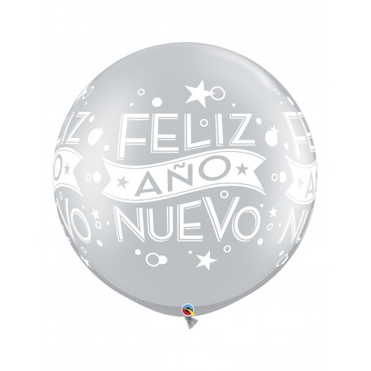 Latexballon 'Feliz Año Nuevo' silber 90 cm