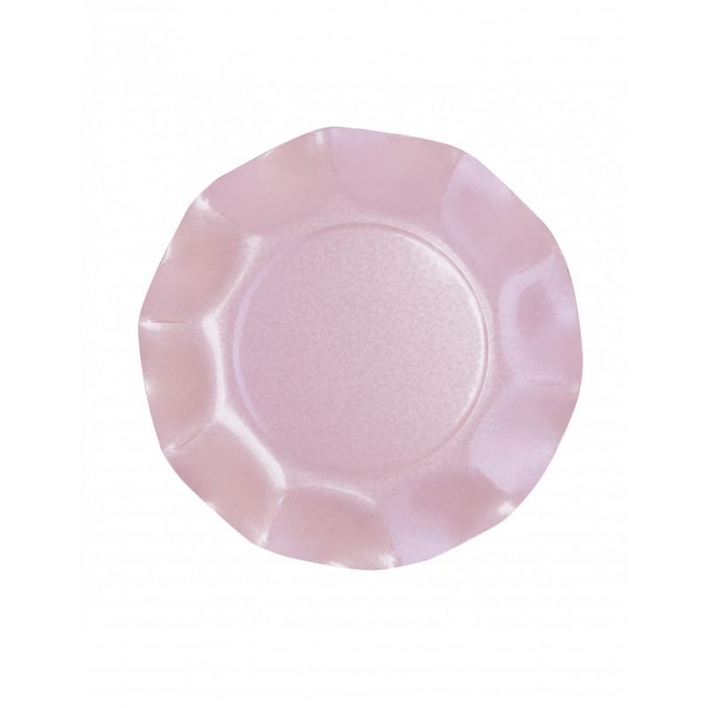 10x Teller rosa gewellt 21 cm
