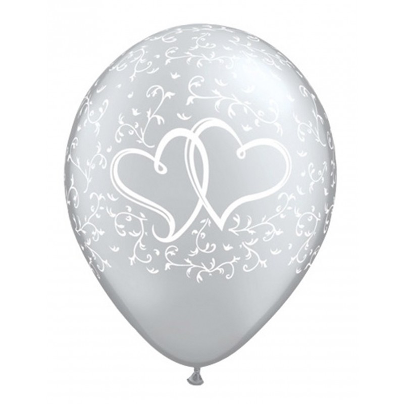 6x Luftballon Herz silber