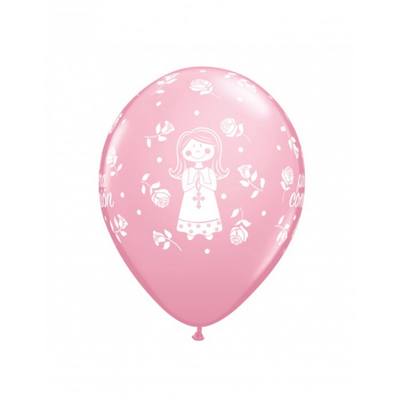 6x Luftballon rosa ''Mi primera comunión''