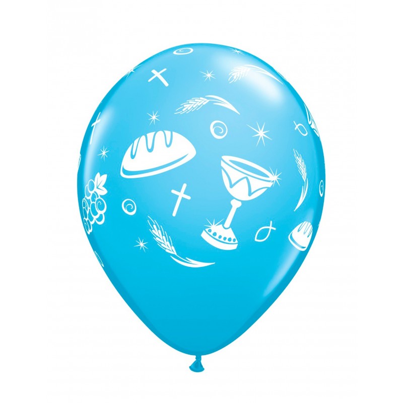 6x Luftballon Erstkommunion blau
