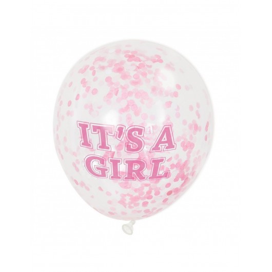 6x Ballon mit Konfetti ''It's a girl''