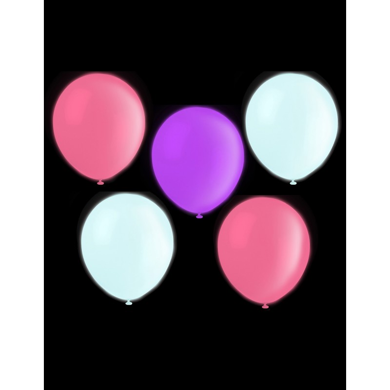 5x LED-Luftballon pastell (23 cm)