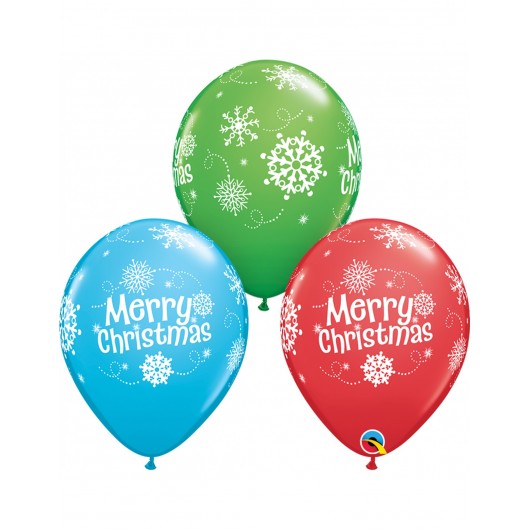 25x Latexballon Merry Christmas verschiedene Farben