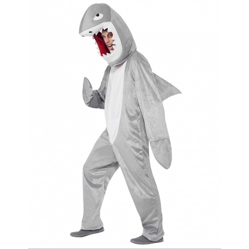 Kostüm Haifisch mit Kapuze Erwachsene (Einheitsgrösse)