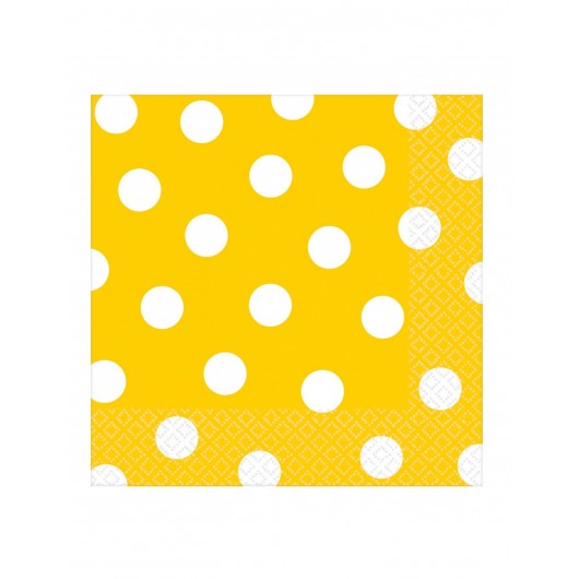16x Serviette Punkte gelb 18 cm