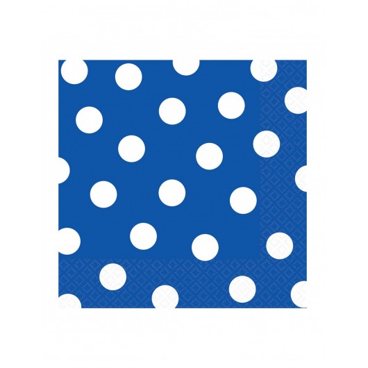 16x Serviette Punkte blau 33 cm