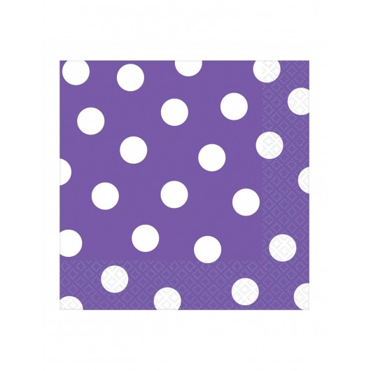 16X Serviette Punkte violett 33 cm