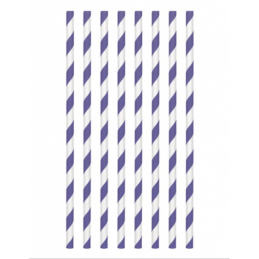 24x Papierstrohhalm Chevron violett