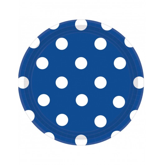 8x Teller Punkte Blau 18 cm