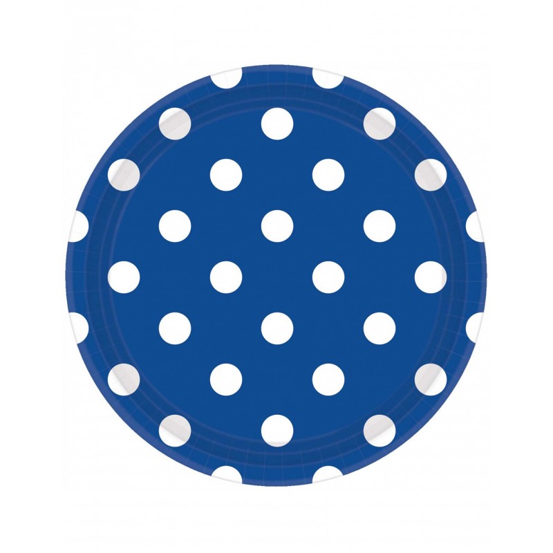 8x Teller Punkte blau 23 cm