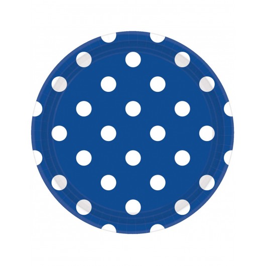 8x Teller Punkte blau 23 cm