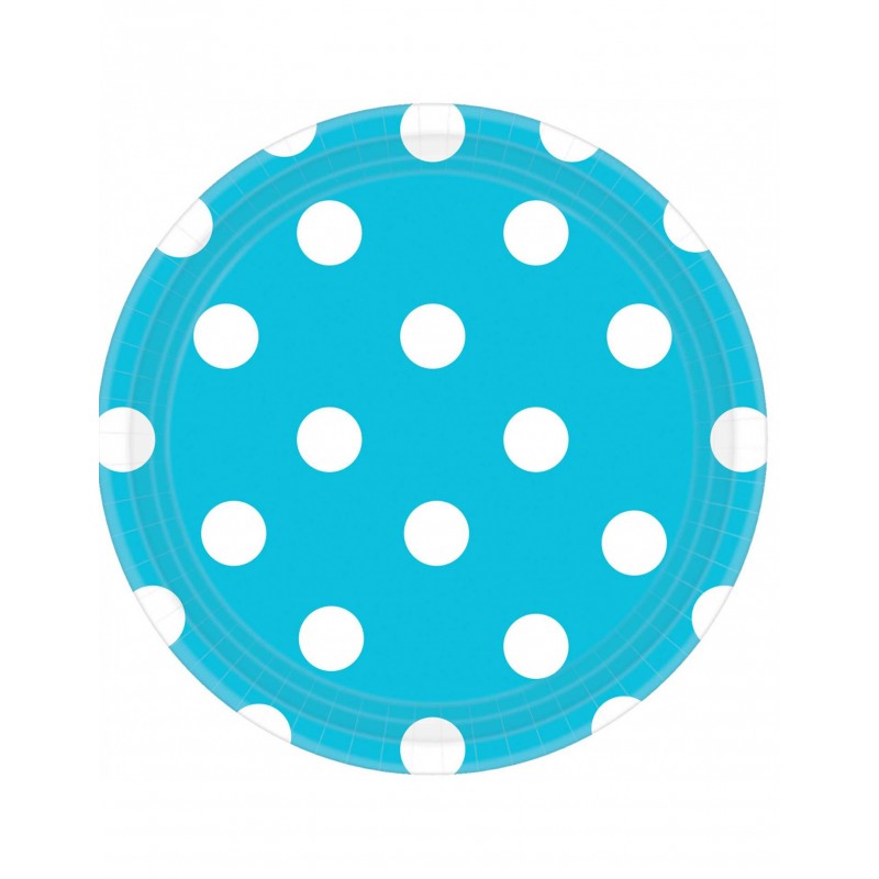 8x Teller Punkte meeresblau 18 cm
