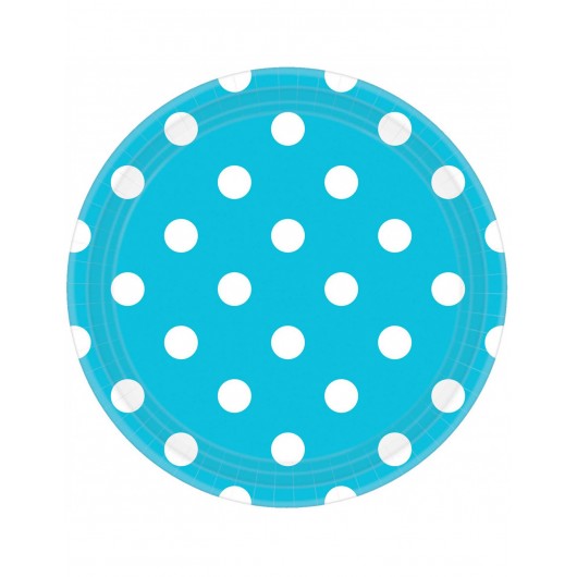 8x Teller Punkte meeresblau 23 cm