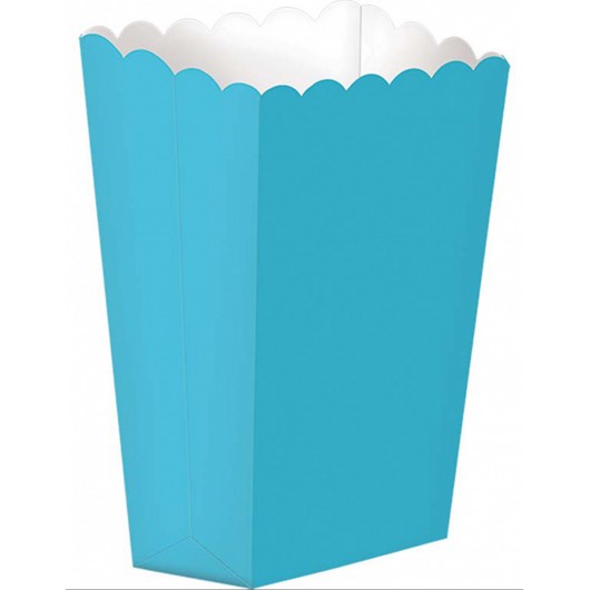 5X Popcorn Schächtelchen Meeresblau 13 cm