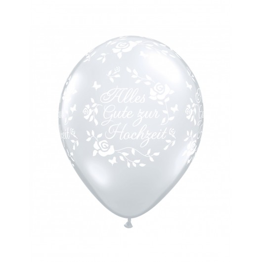 6x Latexballon 'Alles Gute zur Hochzeit' transparent 30 cm
