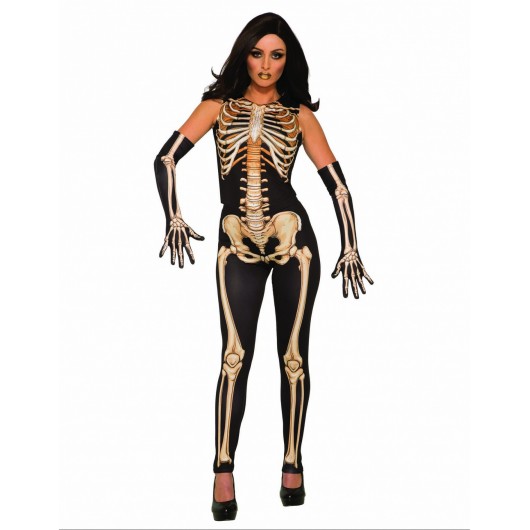 Kostüm realistisches Skelett für Frauen