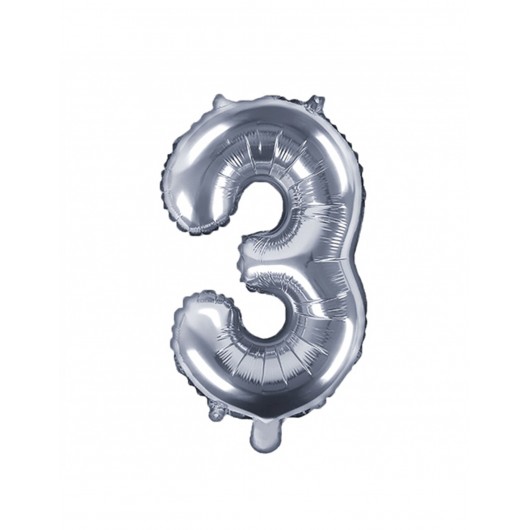 Nr. 3 Silber-Luftballon 35 cm