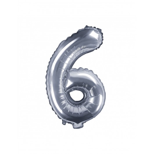 Nr. 6 Silber-Luftballon 35 cm