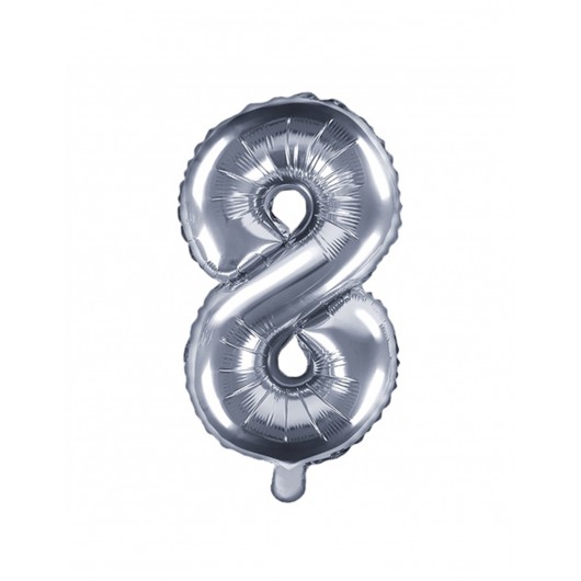 Nr. 8 Silber-Luftballon 35 cm