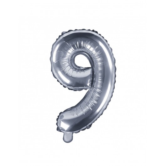 Nr. 9 Silber-Luftballon 35 cm