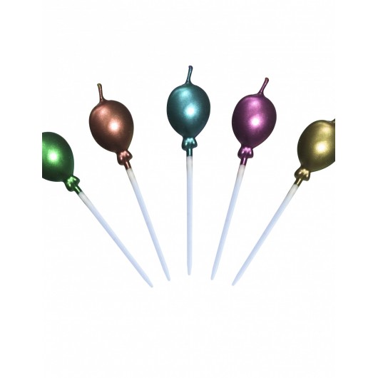 Set 5 Kerzen metallic-bunte Ballons