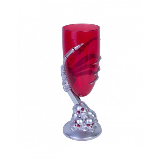 Rotes Glas Hand Skelett 5,7x17,5 cm