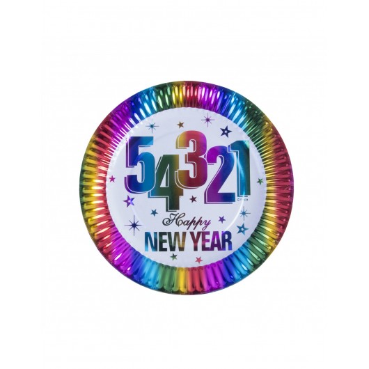 6x Teller Rainbow New Year 18 cm