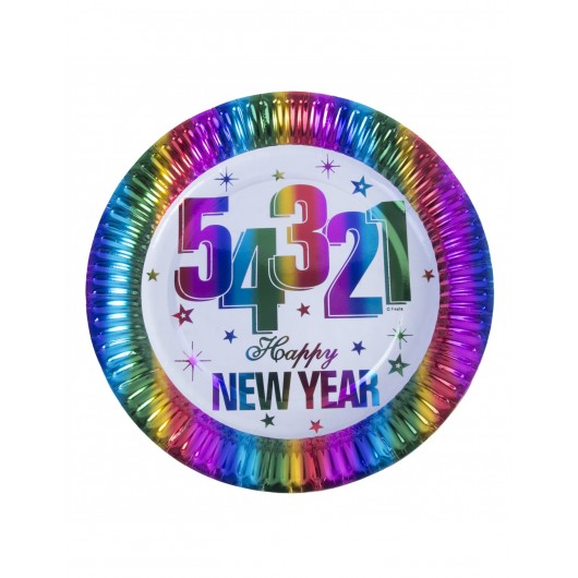 6x Teller Rainbow New Year 23 cm