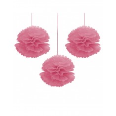 3x Pompon 40 cm rosa