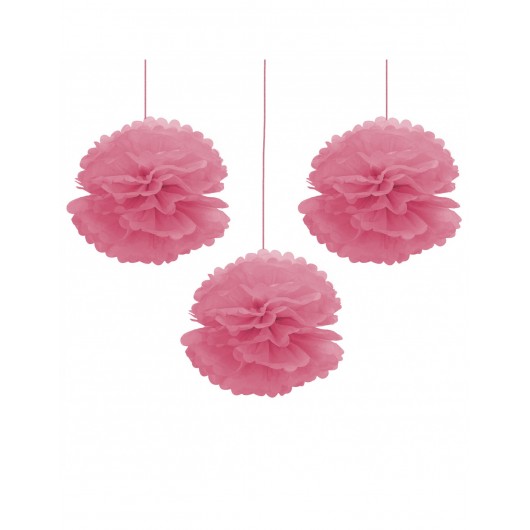 3x Pompon 40 cm rosa