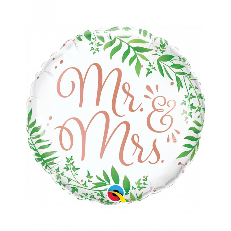 Mylar-Ballon Mr & Mrs Greenery