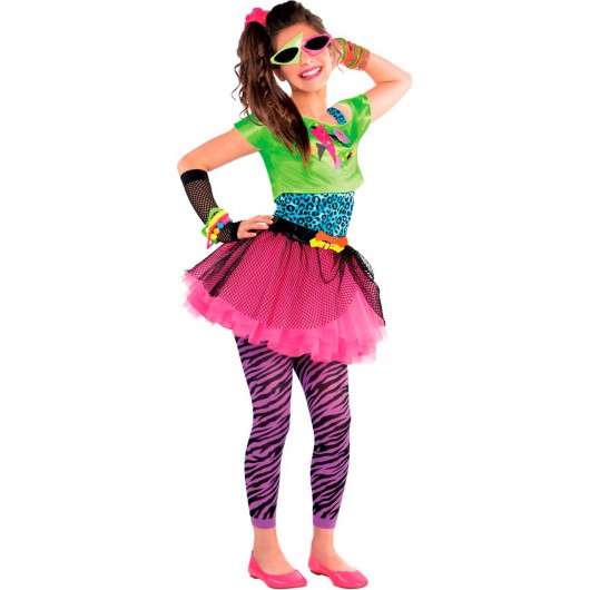 Neon Kostüm 80er für Mädchen