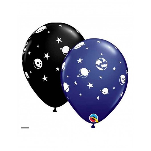 6x Latexluftballon Weltraum 30 cm