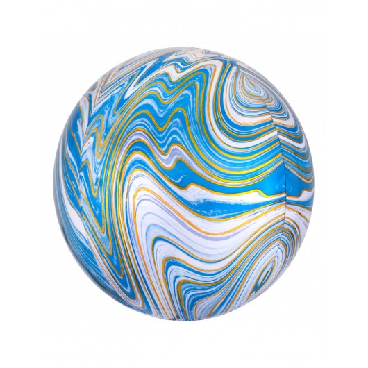 3D-Ballon rund blau marmoriert 45 cm